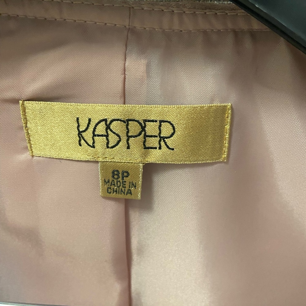 Kasper Womens Light Pink Rose Satin 2pc Skirt W/Jacket Suit Sz 8p - Picture 2 of 5